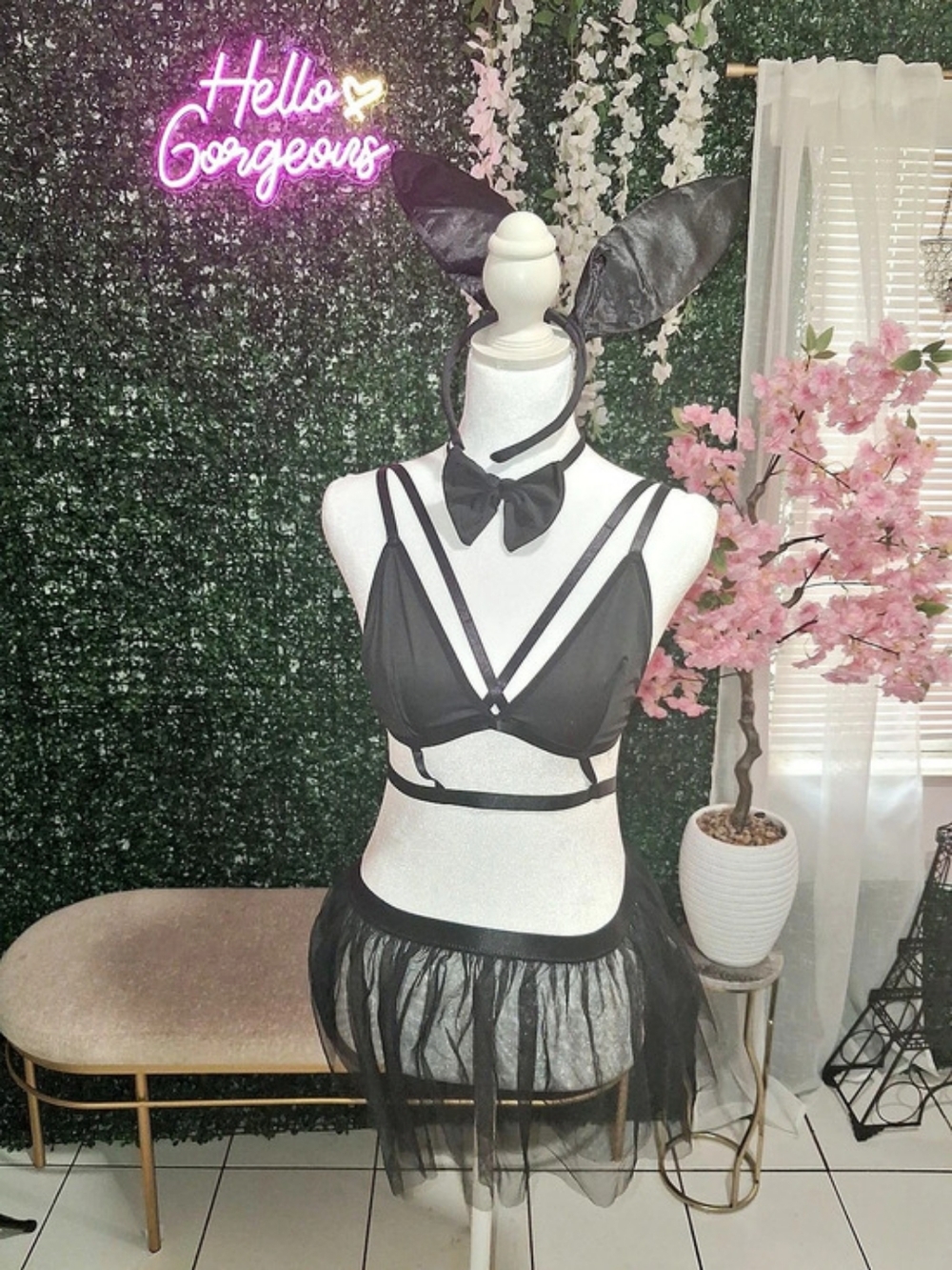 Shein Brand New Black Bunny Costume Set Size Medium
